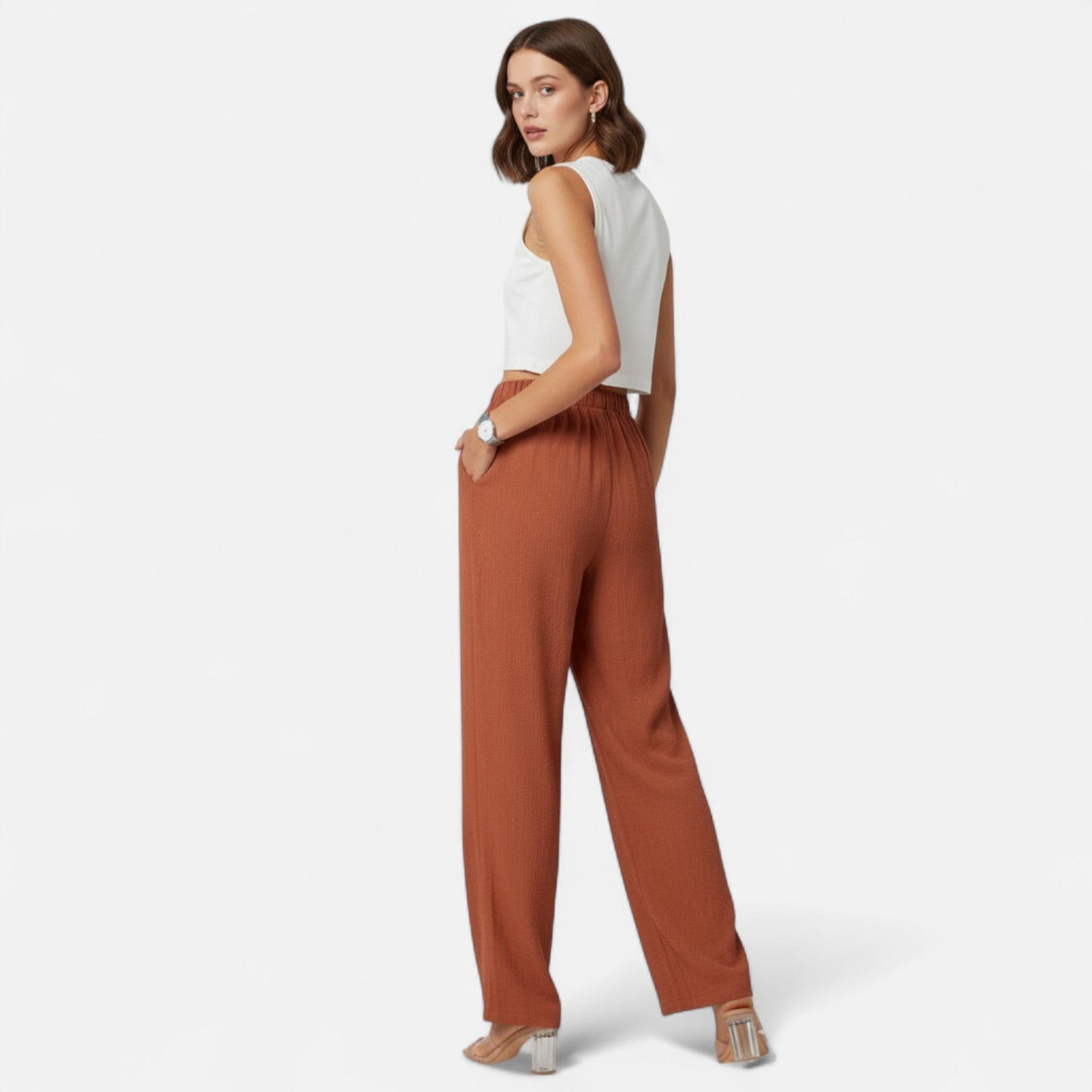 Valmonti Damen Gerade Hose – zeitloser Hochtaillen-Schnitt