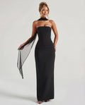 Ella | Strapless Sculpting Maxi Dress with Removable Mesh Scarf