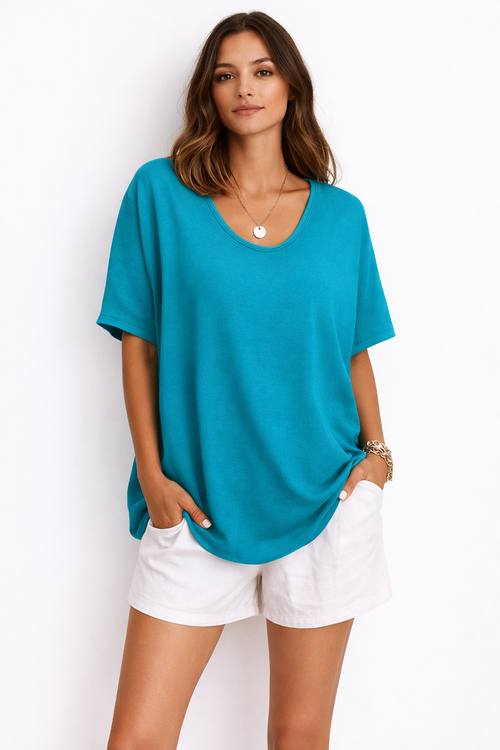 Daisy Basic Oversized Womens T-Shirt with V-Neck